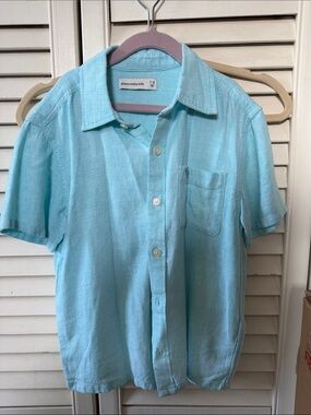 abercrombie kids Aqua Short-Sleeve Button-Down Shirt